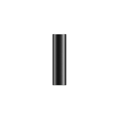 PAX FLOW vaporizer: sleek matte-black cylinder, advanced dry herb design, no visible connectors, emphasizing portability and powerful performance with hybrid heating system.