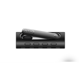 PAX FLOW black portable vaporizer in charging dock, showcasing its sleek design and compact form, highlighting advanced dry herb vaporization technology.