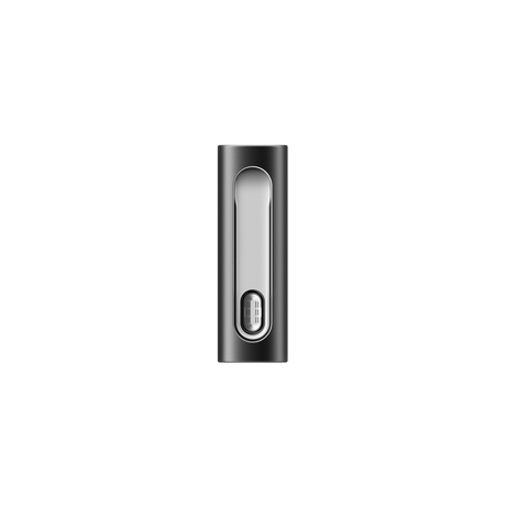 PAX FLOW Dry Herb Vaporizer, a sleek, dark gray metal device with a central sliding control and USB-C port, designed for powerful, smooth draws.