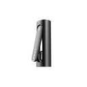 PAX FLOW portable vaporizer with matte-black cylindrical body, hinged mouthpiece featuring the PAX logo; designed for dry herb and concentrate use.