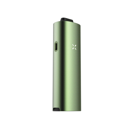 PAX FOUR vaporizer, a sleek aluminum device with top mouthpiece, LED X logo, USB-C port; offers powerful, precision vapor with easy cleaning and customizable heat modes.
