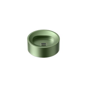 PAX FLOW Charging Dock, a sleek, round metal dock with a central USB-C connector, designed for efficient charging and organizing of PAX FLOW devices.