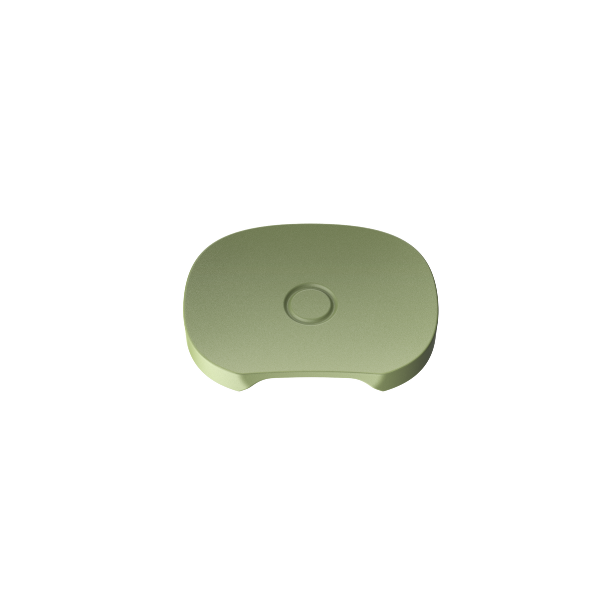 PAX FLOW Flat Mouthpiece - 2 Pack: 3-D render of a light-green, rectangular platform with a central circular recess and two semicircular cut-outs on one side.