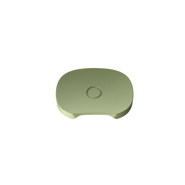 PAX FLOW Flat Mouthpiece - 2 Pack: 3-D render of a light-green, rectangular platform with a central circular recess and two semicircular cut-outs on one side.