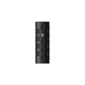 PAX FLOW Grip Sleeve - Onyx: Matte-black silicone sleeve with grid pattern and LED X, enhancing grip and protection for PAX FLOW devices.