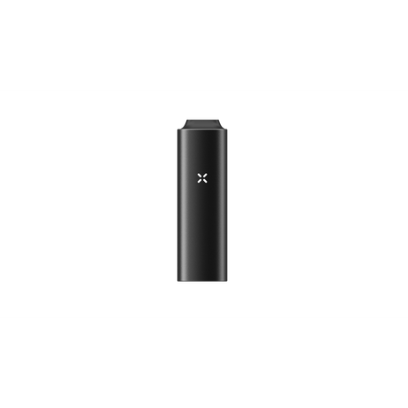 PAX Mini 2 black vaporizer with a tapered mouthpiece, four-petal LED indicator, compact design, showcasing its portability and advanced features for dry herb use.