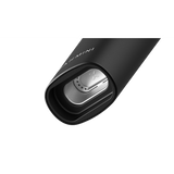 Close-up of PAX Mini vaporizer showing the exposed stainless-steel heating chamber and mouthpiece, highlighting its compact design and advanced features for smooth, flavorful sessions.