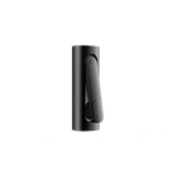 PAX FLOW Dry Herb Vaporizer, black cylindrical design with folding clip, showcases sleek portability and advanced features for smooth, powerful draws.