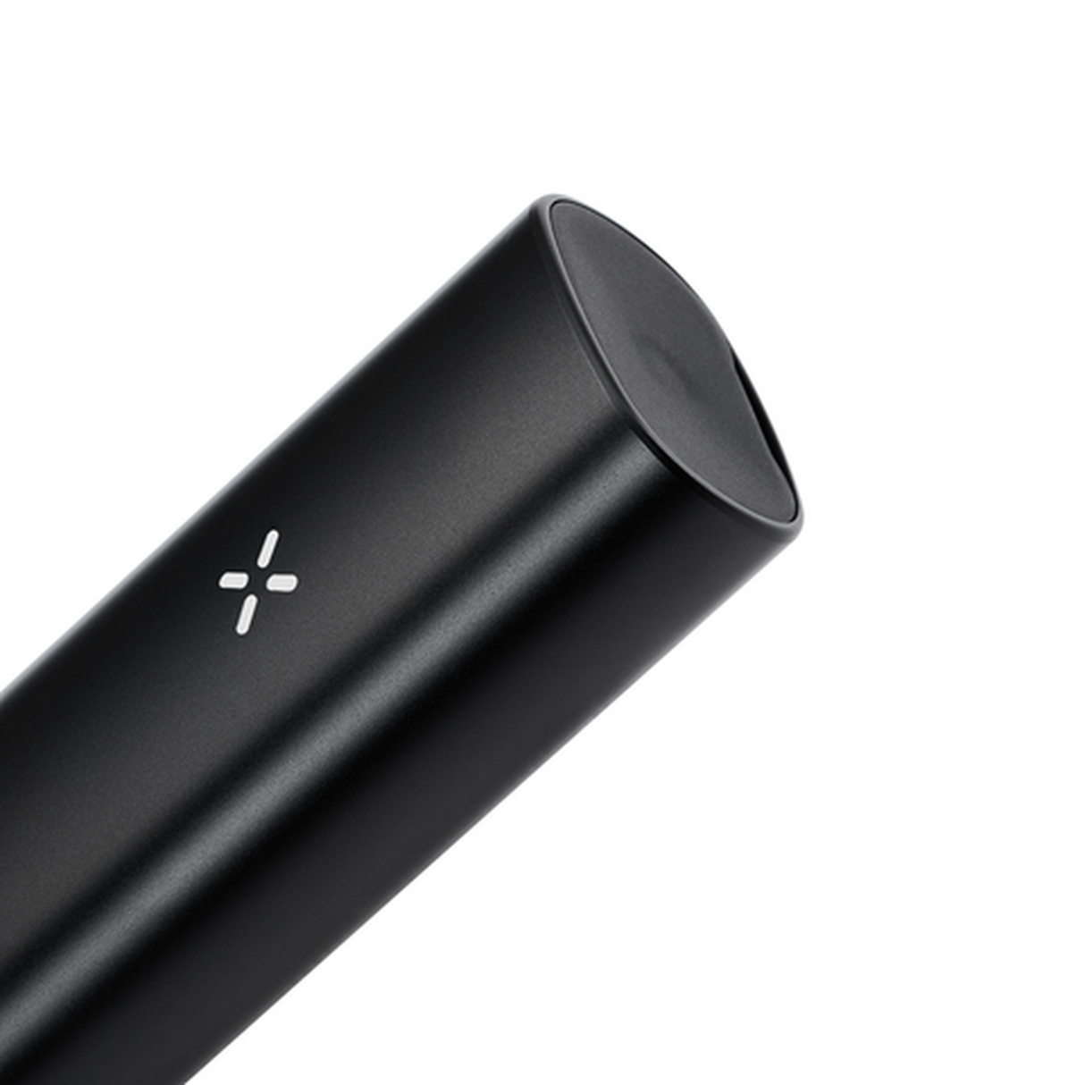 Close-up of the PAX Plus Dry Vaporizer Starter Kit featuring a sleek black cylindrical design, highlighting its portable and modern aesthetic.