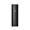 PAX Plus Dry Vaporizer Starter Kit featuring a sleek device with a prominent white X design, highlighting its compact form and essential accessories.