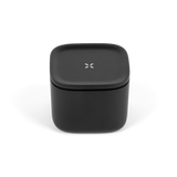 Stash Jar - Small: Black square design with white X, crafted from airtight aluminum, ideal for discreet, smell-proof herb storage, protecting contents from sunlight.