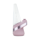 Peak Electric Dab Rig with detachable glass mouthpiece, featuring smart heat settings, hand-blown glass bubbler, ceramic bowl, and LED light band for efficient and smooth vaporization.
