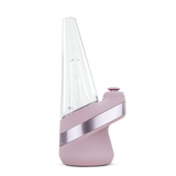 Peak Electric Dab Rig with detachable glass mouthpiece, featuring smart heat settings, hand-blown glass bubbler, ceramic bowl, and LED light band for efficient and smooth vaporization.