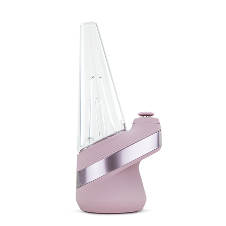 Peak Electric Dab Rig with detachable glass mouthpiece, featuring smart heat settings, hand-blown glass bubbler, ceramic bowl, and LED light band for efficient and smooth vaporization.