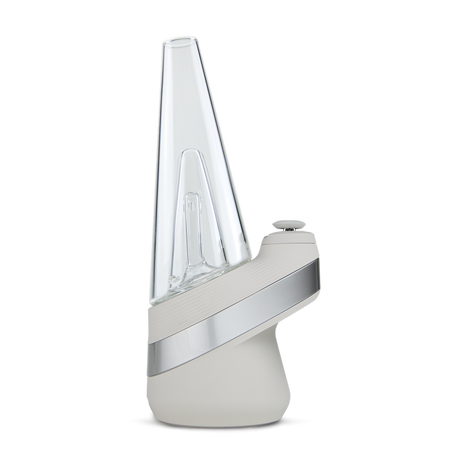 Peak Electric Dab Rig with a glass funnel on top, featuring a ceramic bowl. Designed for efficient use with smart heat settings and USB-rechargeable battery.