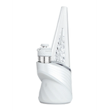 Peak Pro 3DXL Electric Dab Rig with white base, glass water chamber, featuring ergonomic design and advanced features for optimal concentrate vaporization.