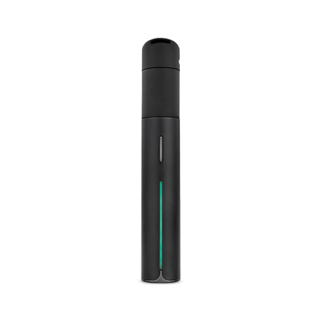 Pivot Electric Dab Pen - Onyx, a sleek cylindrical device with a green light, designed for discreet, portable dabbing with haptic feedback and four heat settings.