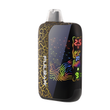 Pulsar DL 6.0 Crackle 510 Battery featuring a black crackle-textured panel, colorful neon patterns, built-in mouthpiece, and sleek design for discreet use.