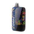 DL 6.0 Crackle 510 Battery, a pocket-sized vape with blue-and-gold marbled finish, metallic mouthpiece, and rainbow-lit glossy front panel displaying status icons.