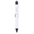DL Scribe 510 Vape Pen Battery: White pen-shaped device with black tip, slider, clip, and cap, featuring discreet multi-functionality for vaping and writing.