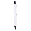 DL Scribe 510 Vape Pen Battery: White pen-shaped device with black tip, slider, clip, and cap, featuring discreet multi-functionality for vaping and writing.