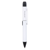 DL Scribe 510 Vape Pen Battery: White pen-shaped device with black tip, slider, clip, and cap, featuring discreet multi-functionality for vaping and writing.