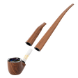 510 DL Wizard Pipe VV Vaporizer, featuring a wood-grain body with LCD, translucent cartridge, and two interchangeable stems for customizable vaping experience.
