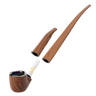510 DL Wizard Pipe VV Vaporizer, featuring a wood-grain body with LCD, translucent cartridge, and two interchangeable stems for customizable vaping experience.