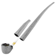 Disassembled 510 DL Wizard Pipe VV Vaporizer, showcasing the bowl with heating assembly, golden oil cartridge, and two wood-textured tube sections for mouthpiece assembly.