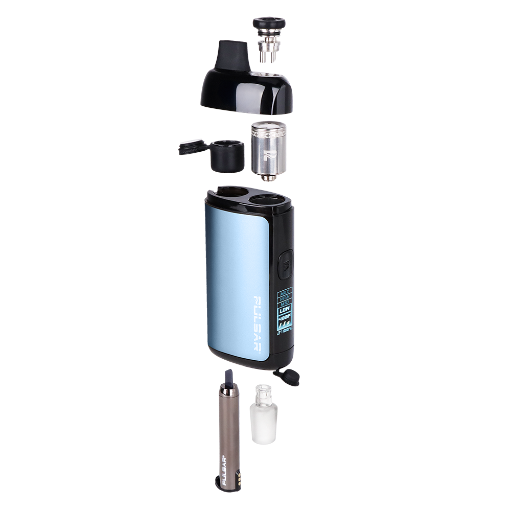 Pulsar Chorus vape device with its components on a white background