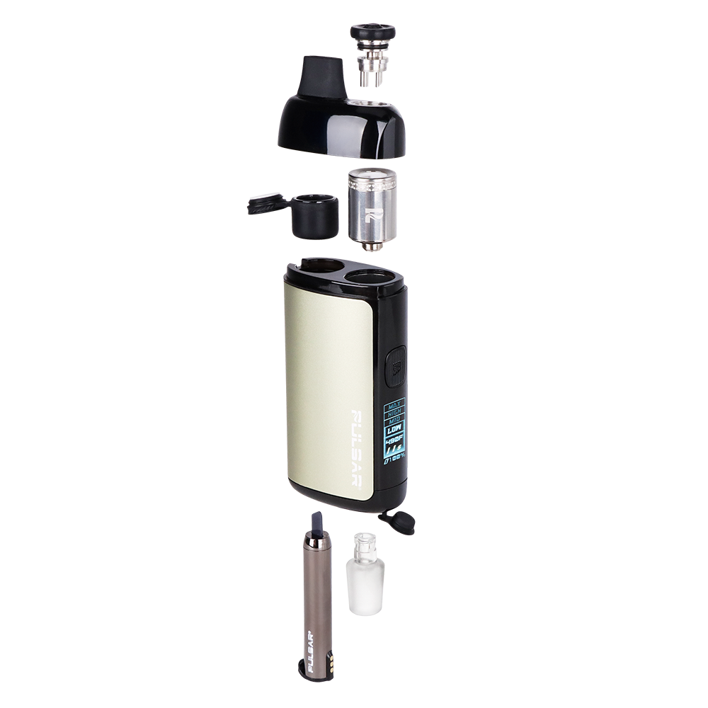Pulsar Chorus vaporizer with its components on a white background
