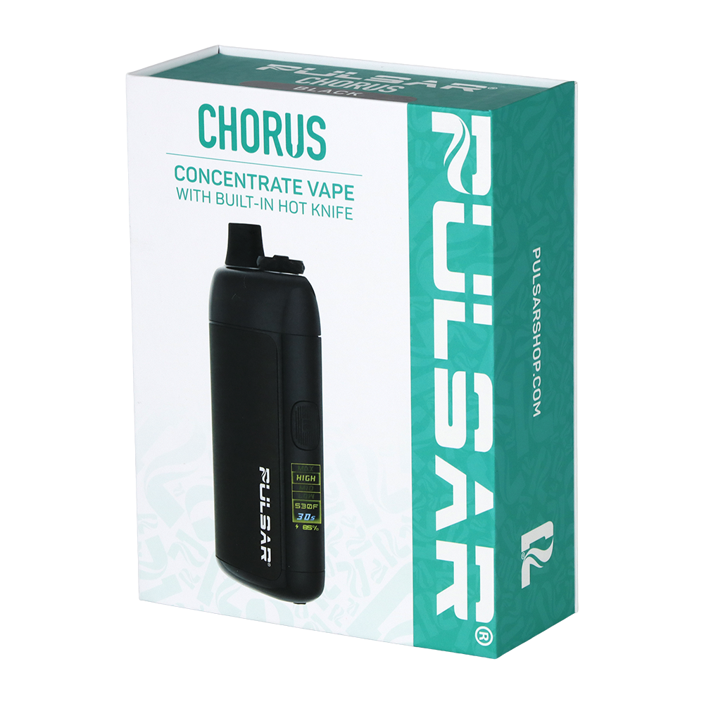 Pulsar Chorus concentrate vape packaging with teal and white design.