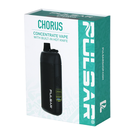 Pulsar Chorus concentrate vape packaging with teal and white design.