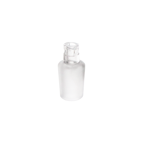 Chorus Glass Water Pipe Adapter - 14mm Male: A small frosted-glass adapter with clear cap, designed for Pulsar Chorus Vaporizer, featuring a 14mm male joint for seamless integration.