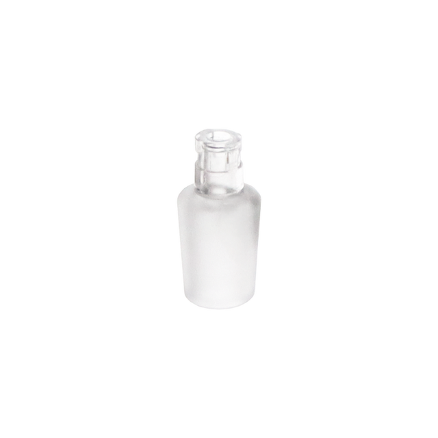 Chorus Glass Water Pipe Adapter - 14mm Male: A small frosted-glass adapter with clear cap, designed for Pulsar Chorus Vaporizer, featuring a 14mm male joint for seamless integration.