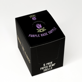 Mini Shell Cones - Carton of 20: Black box with purple logo, containing 5 pre-formed paper shells for crafting premium cannagars. Ideal for smoke shops.