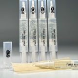 Rolling Glue Box - 4 ml - Carton of 24; clear tubes with white caps, black text, designed for spit-free sealing with built-in brush, retail-ready packaging.