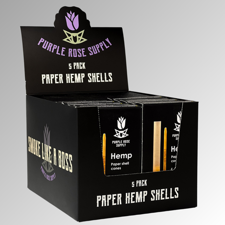 Small Shell Cones - Carton of 20: A box of pre-formed paper shells designed for packing premium cannagars, ensuring slow-burning, consistent smoke.