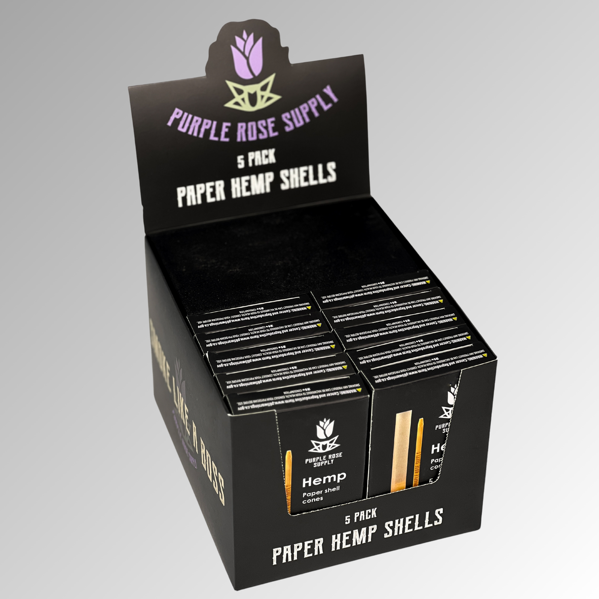 Small Shell Cones - Carton of 20 featuring pre-formed paper hemp shells for crafting premium, slow-burning cannagars, enhancing custom smoking experiences.