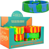 Display of Randy's Round Silicone Ash Tray - 6 pack, featuring durable, multicolored silicone ashtrays with built-in storage slots, ideal for organized and stylish smoking sessions.