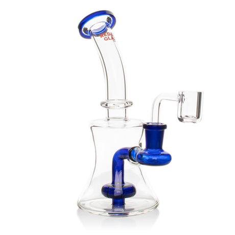 8 Tall Concentrate Dab Rig with a beaker base, upward-angled neck, and quartz banger, featuring a built-in UFO percolator for smooth vaporization.