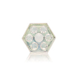 Hexagon-shaped acrylic block with seven lens-like elements, designed for light focusing, resembling the 14mm Terminator Revolution Pull-Out Bowl V2 for innovative multi-bowl smoking.