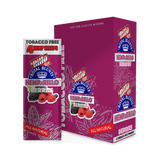 Hemparillo Wraps - Berries - Carton of 15, featuring hemp-based wraps with a mixed berry flavor, highlighted by close-up raspberry imagery on packaging.