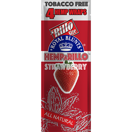 Hemparillo Wraps - Strawberry - Carton of 15, featuring sweet, aromatic, tobacco-free hemp wraps, ideal for dispensaries seeking flavorful, natural smoking alternatives.