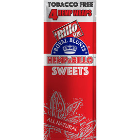 Hemparillo Wraps - Sweet - Carton of 15; package showcases the brand logo and product details for tobacco-free, all-natural hemp wraps.