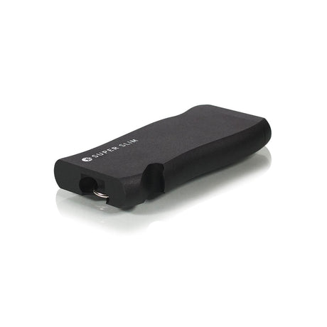 Super Slim Aluminum Dugout - Powder Coated - Black, featuring a sleek design with a hole, includes a Stainless Steel One Hitter for efficient, portable use.