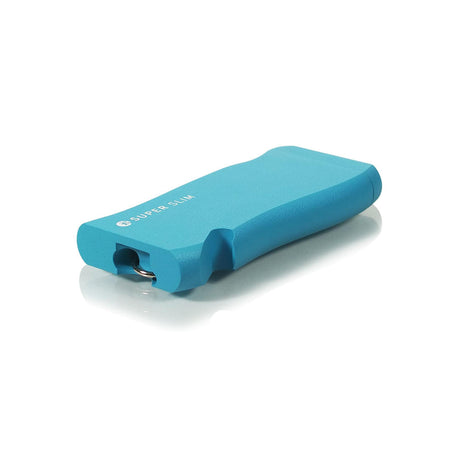 Super Slim Aluminum Dugout - Powder Coated - Black with keyring, integrated poker, and magnetic lid visible, highlighting its ergonomic pistol grip design and portability.