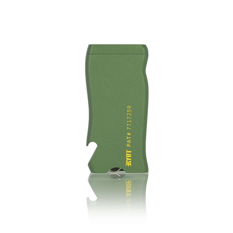 Super Slim Aluminum Dugout - Powder Coated - Black multitool with ergonomic grip, patent number visible, features a bottle opener and magnetic lid for convenience.