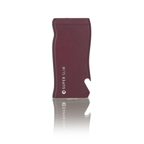 Super Slim Aluminum Dugout - Powder Coated - Black with integrated bottle opener, magnetic lid, and stainless steel one hitter, designed for portability and ease of use.