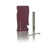 Super Slim Aluminum Dugout - Powder Coated - Black with burgundy injector unit, stainless-steel tube, and metal packing tool for efficient cigarette preparation.